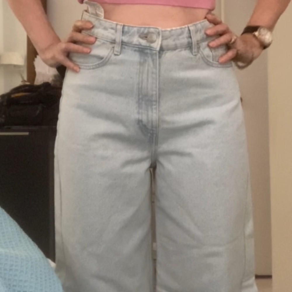 Zara light blue wide leg high waisted jeans size 40 - Picture 9 of 10
